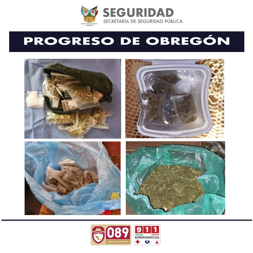 SSPH asegura mil 305 dosis de drogas en Progreso de Obregón
